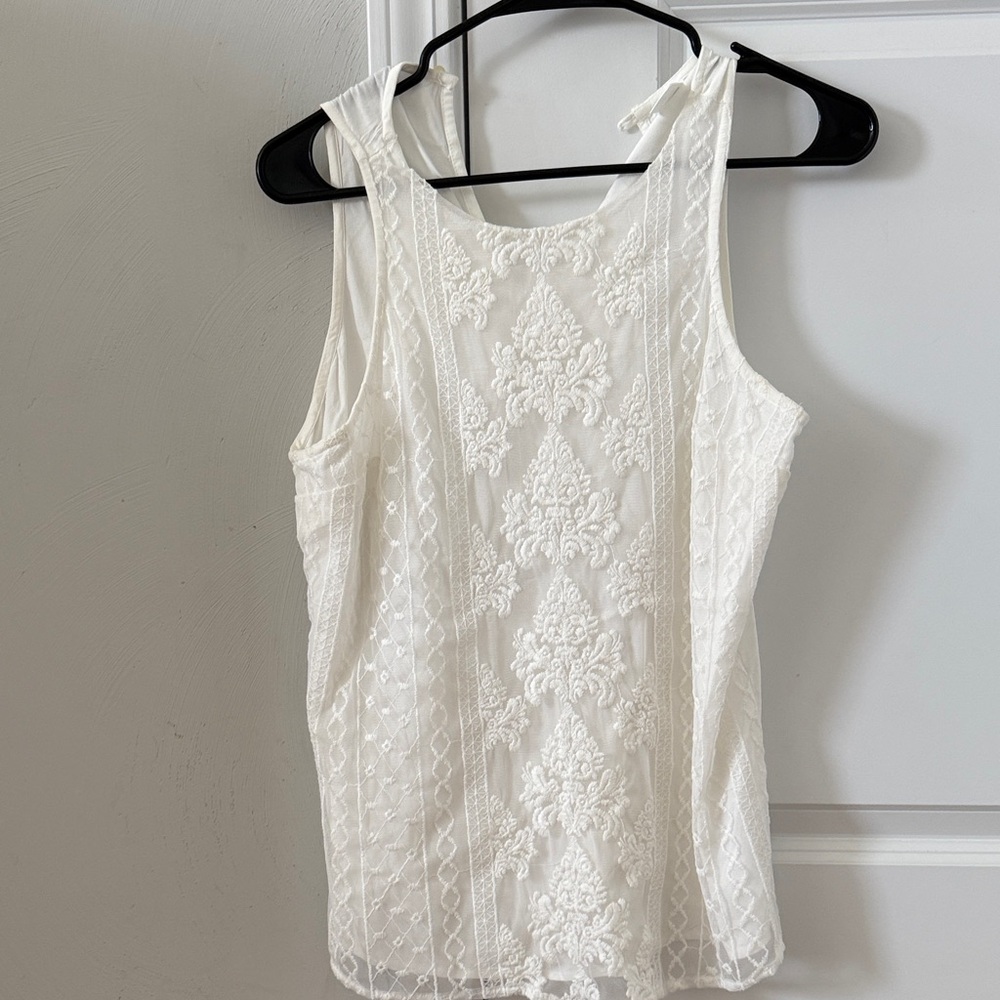 Old Navy White Lace Tank Top